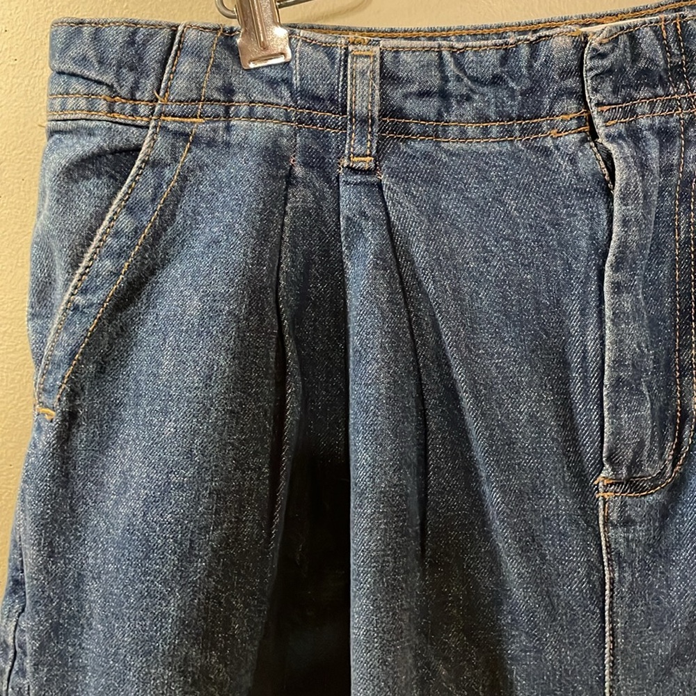 Free People Pleated High-Rise Wide Leg Jeans in Medium Blue - Picture 5 of 13